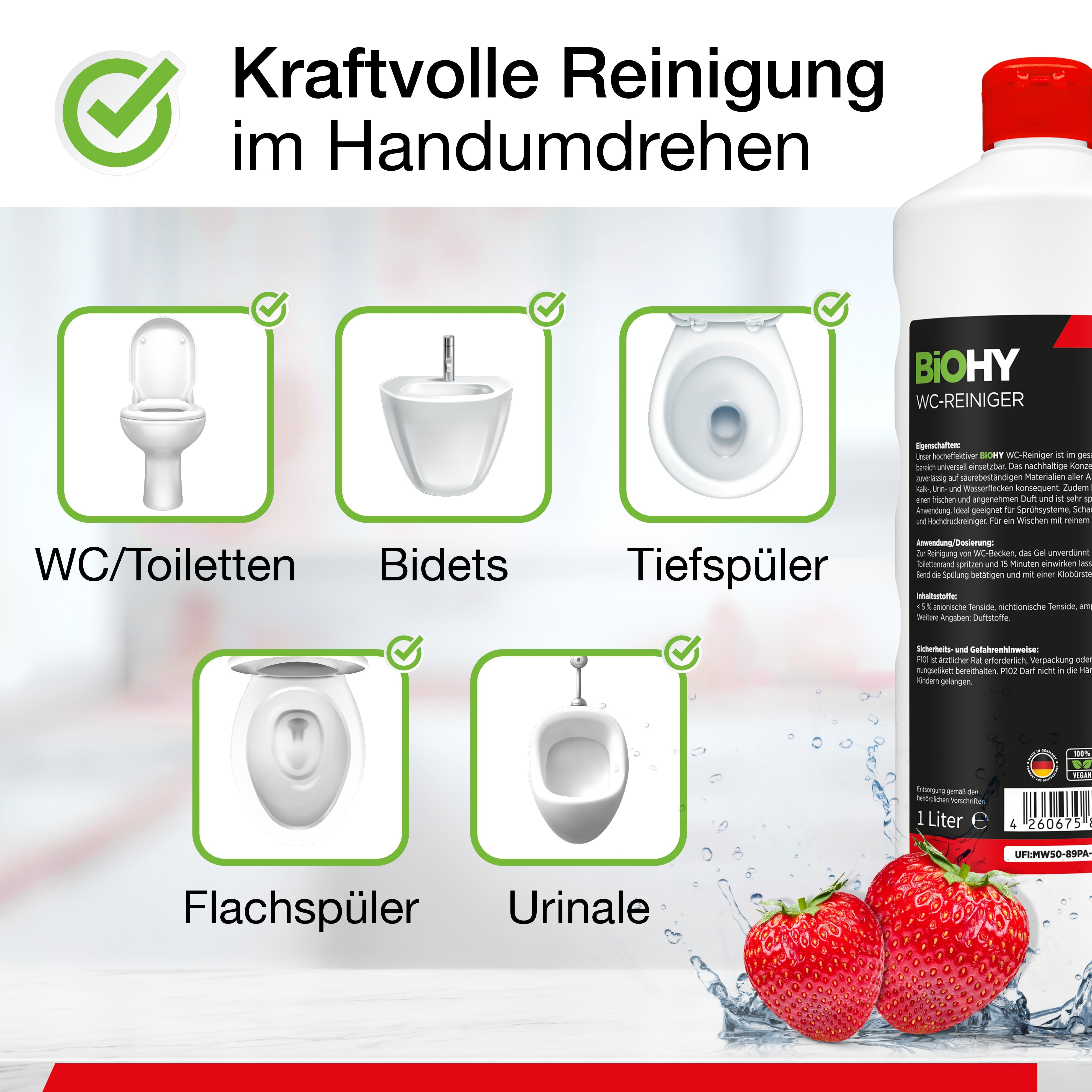 BiOHY WC-Reiniger, Toilettenreiniger, Kloreiniger, WC Erfrischer