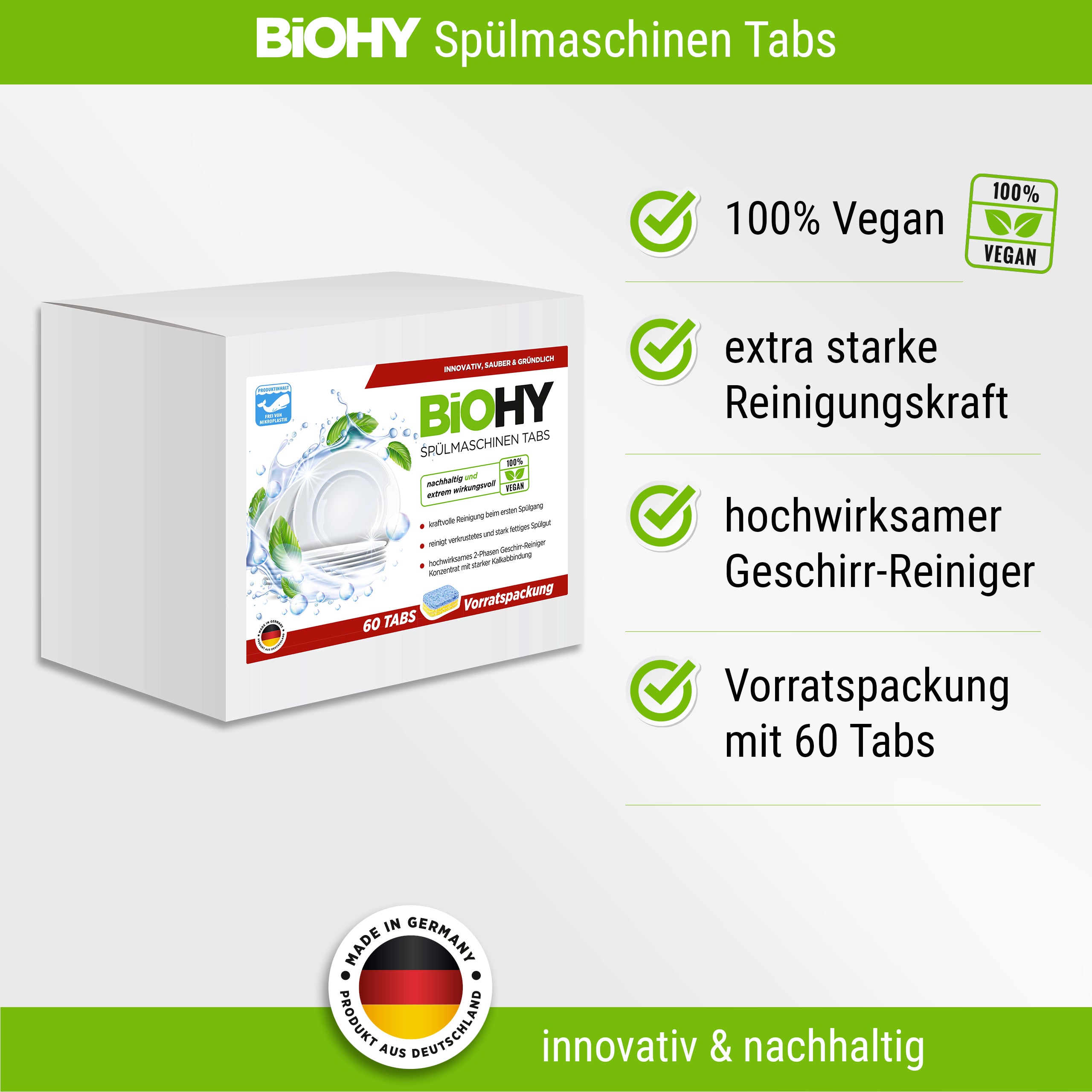 BIOHY dishwasher tabs (2-phase), dishwasher tabs, dishwasher tabs, rinsing tabs 